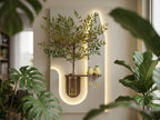 Wooden wall decor with shelf and vase holder for plant decoration